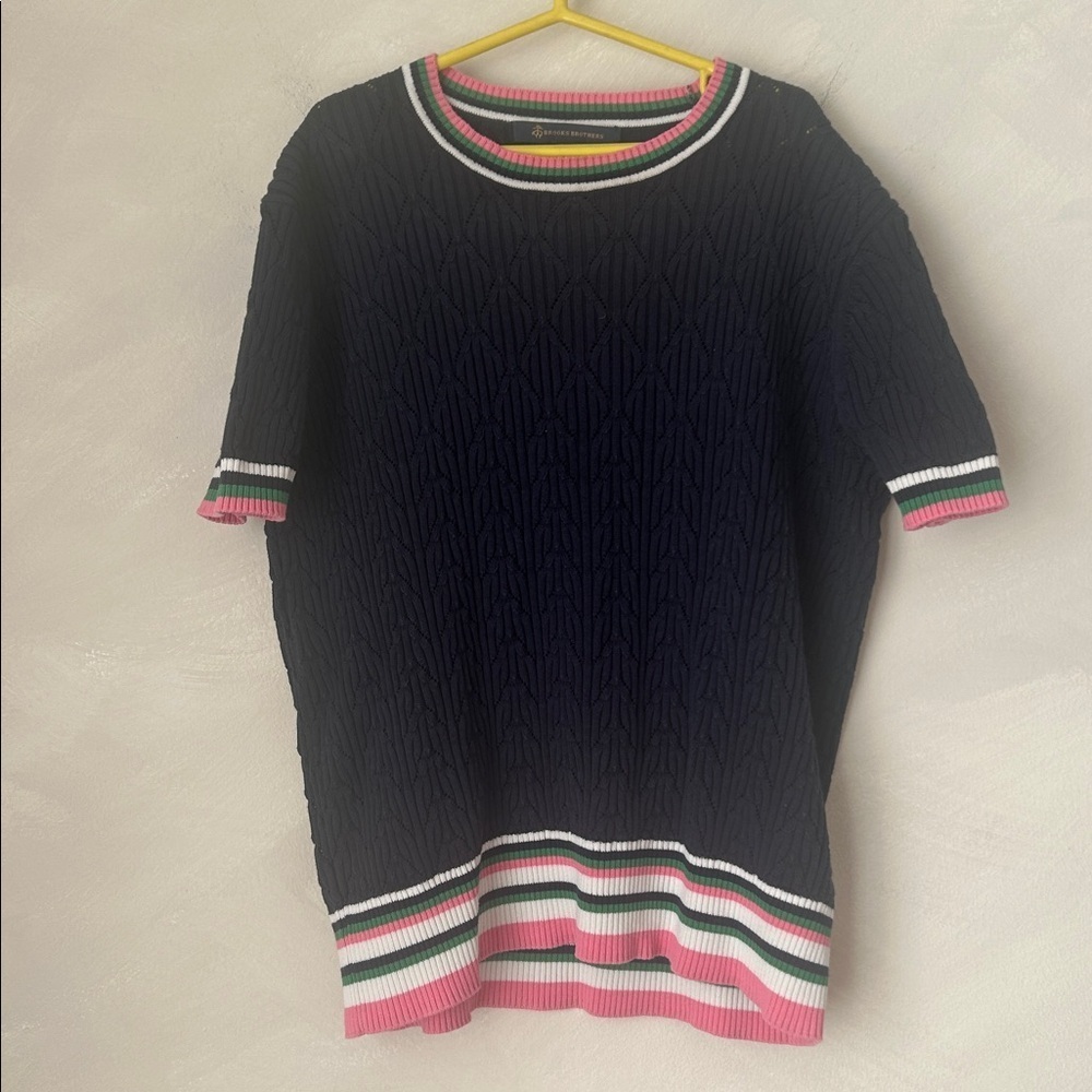 Brooks Brothers women's short-sleeve sweater preppy striped crewneck size small